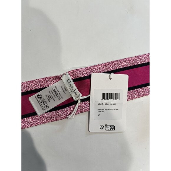 DIOR Miss Dior Allover Mitzah Scarf in White & Fuchsia - Picture 3 of 4